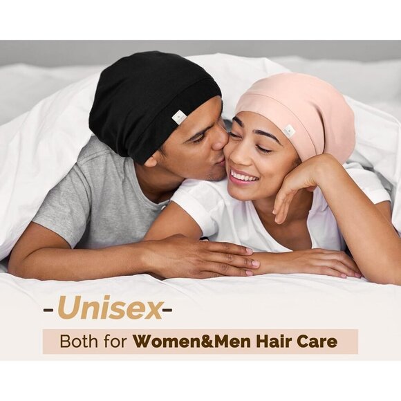 Slouchy Beanie Satin Lined Sleep Cap Chemo Headwear for Women Men Black main image 6